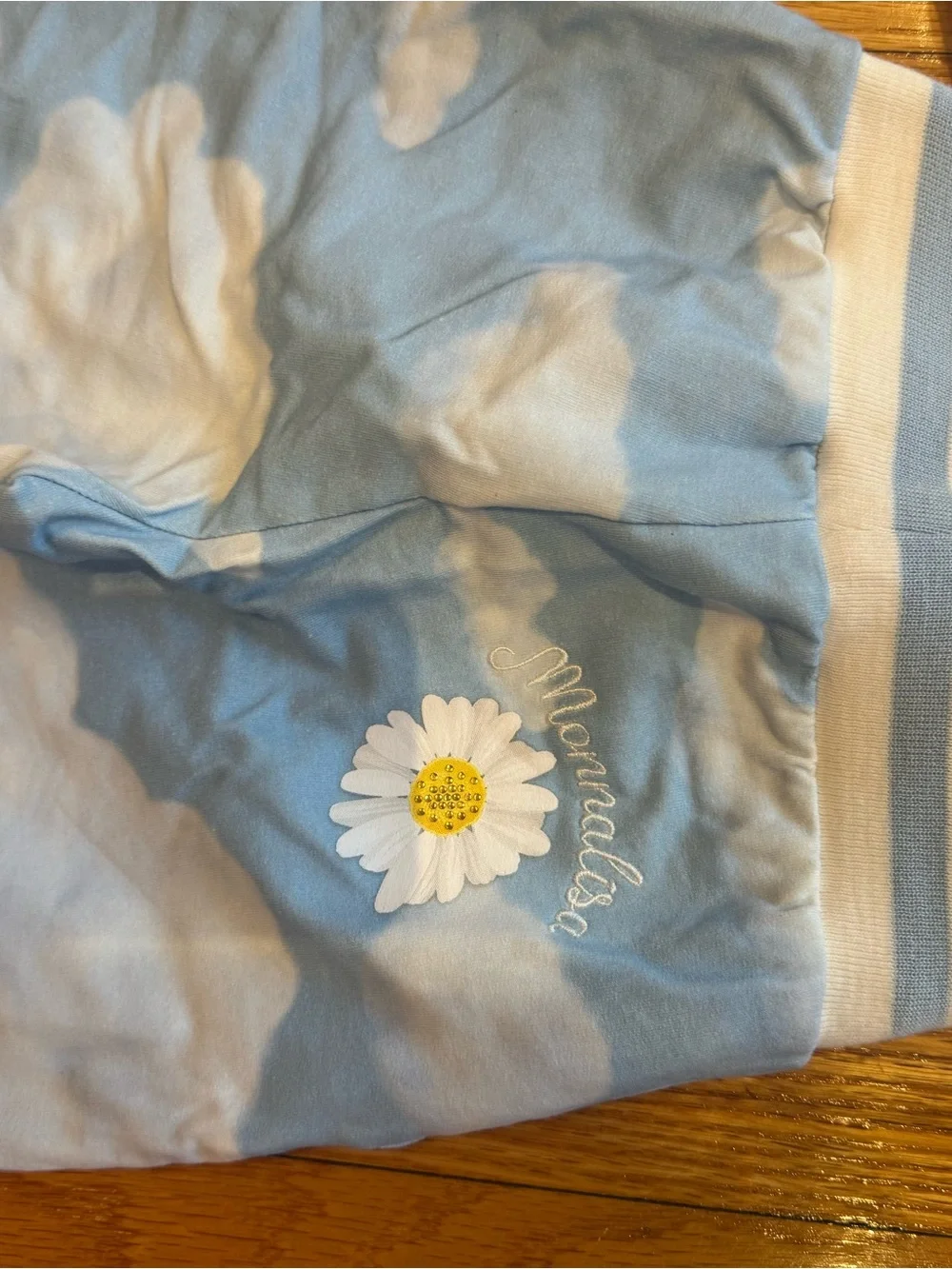 MonnaLisa Light Blue and White Cloud-Print Kids Pajama Set